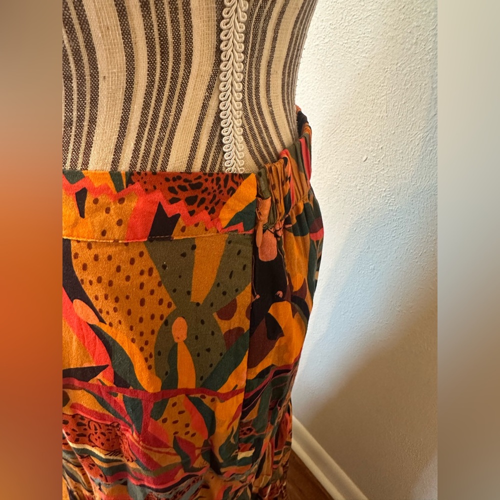 Farm Rio Isabella Tiered Maxi Skirt Leopard Animal Woman's s - Picture 9 of 11